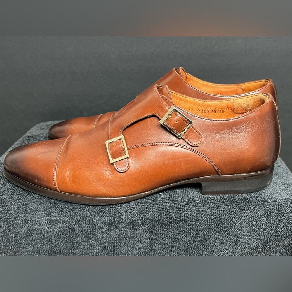 Wolf & Shepherd Mens Gambit Shoes Brown Monk Strap Buckle Leather Size 11 NICE